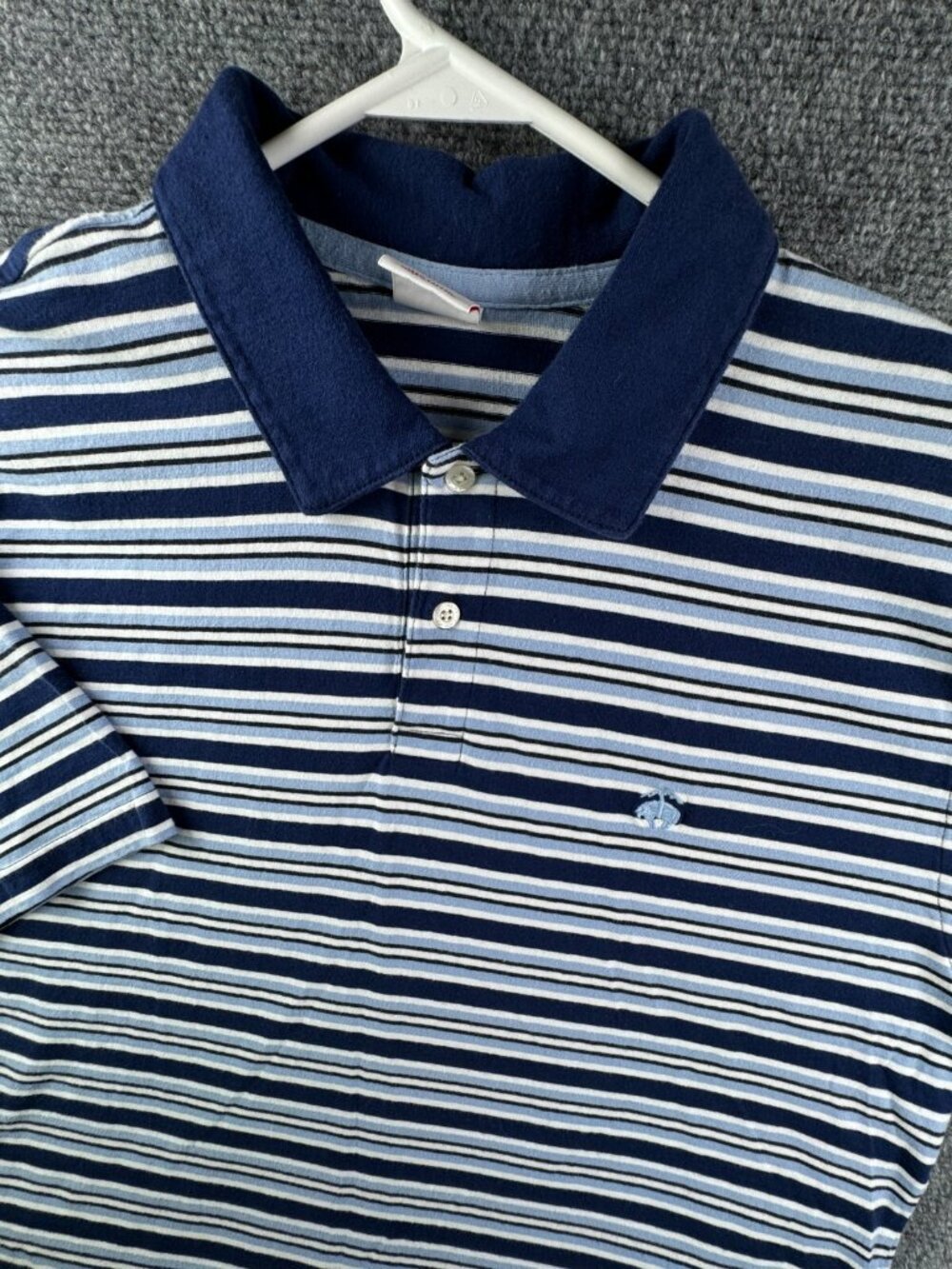 Brooks Brothers Men’s Short Sleeve Polo Shirt XL Blue White Striped Cotton Adult